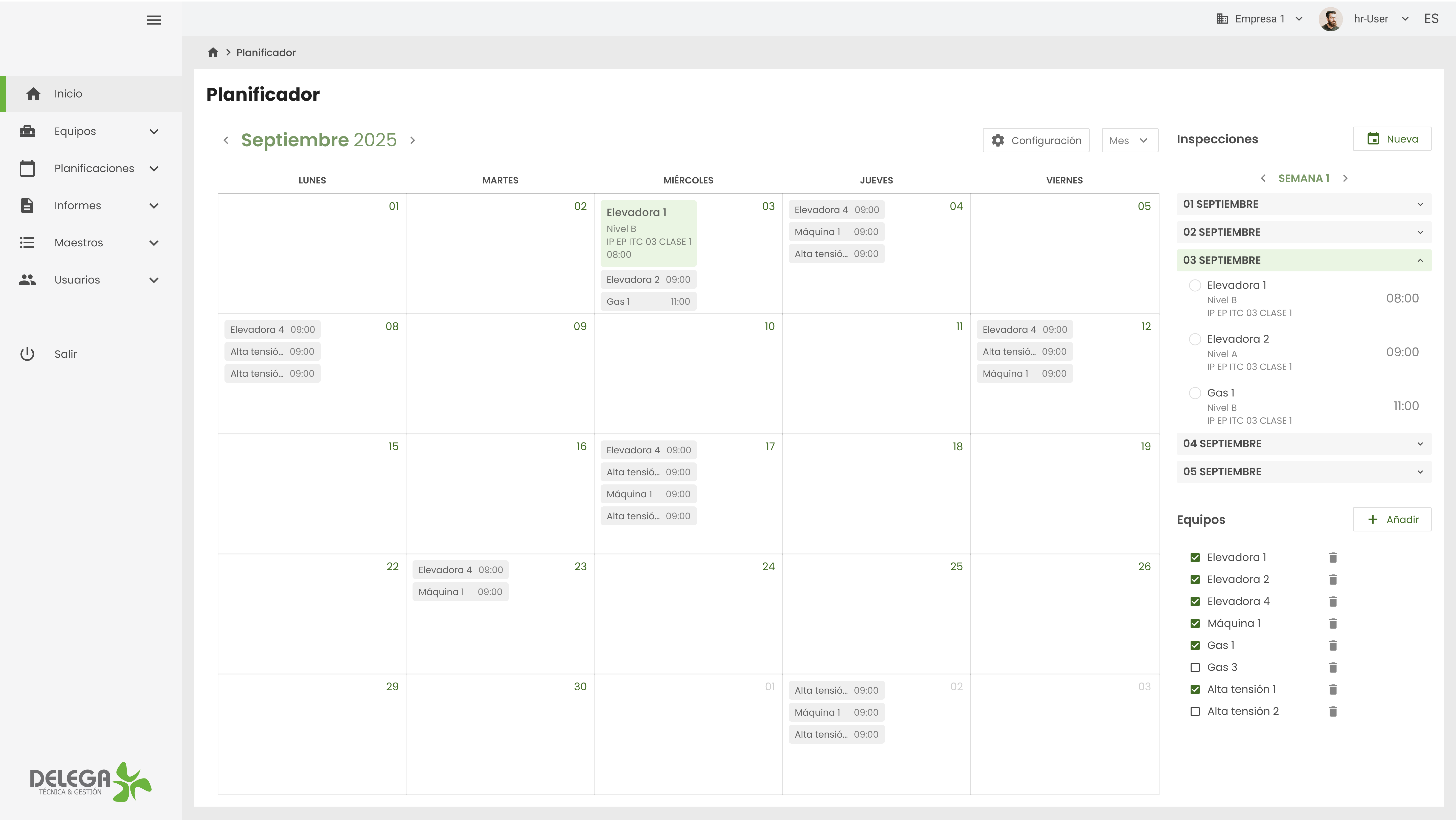 Planificador de inspecciones
